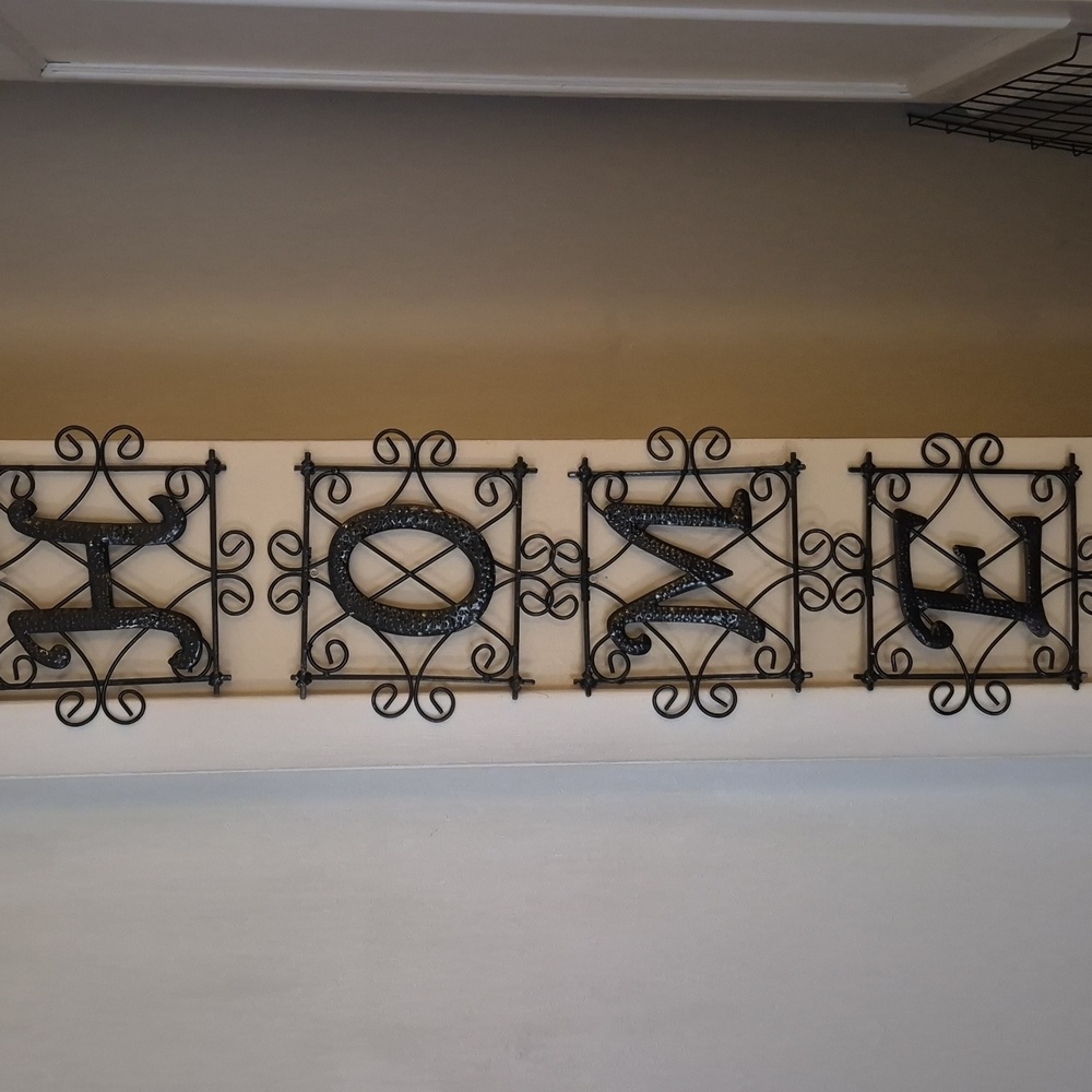 Metal Decorative Rustic Hanging Sign Black Letters H O M E